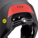 detalle del cierre trasero boa del Casco de enduro Fox Dropframe Pro blanco, negro y rojo 31460-018