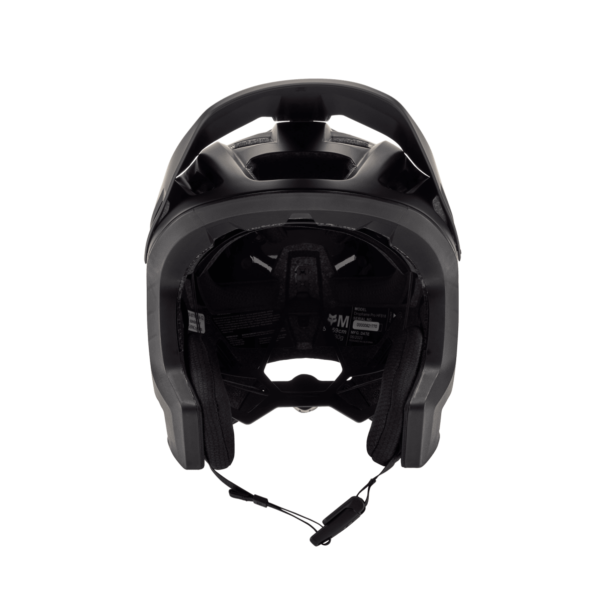 frontal del Casco de enduro Fox Dropframe Pro negro mate 31457-255