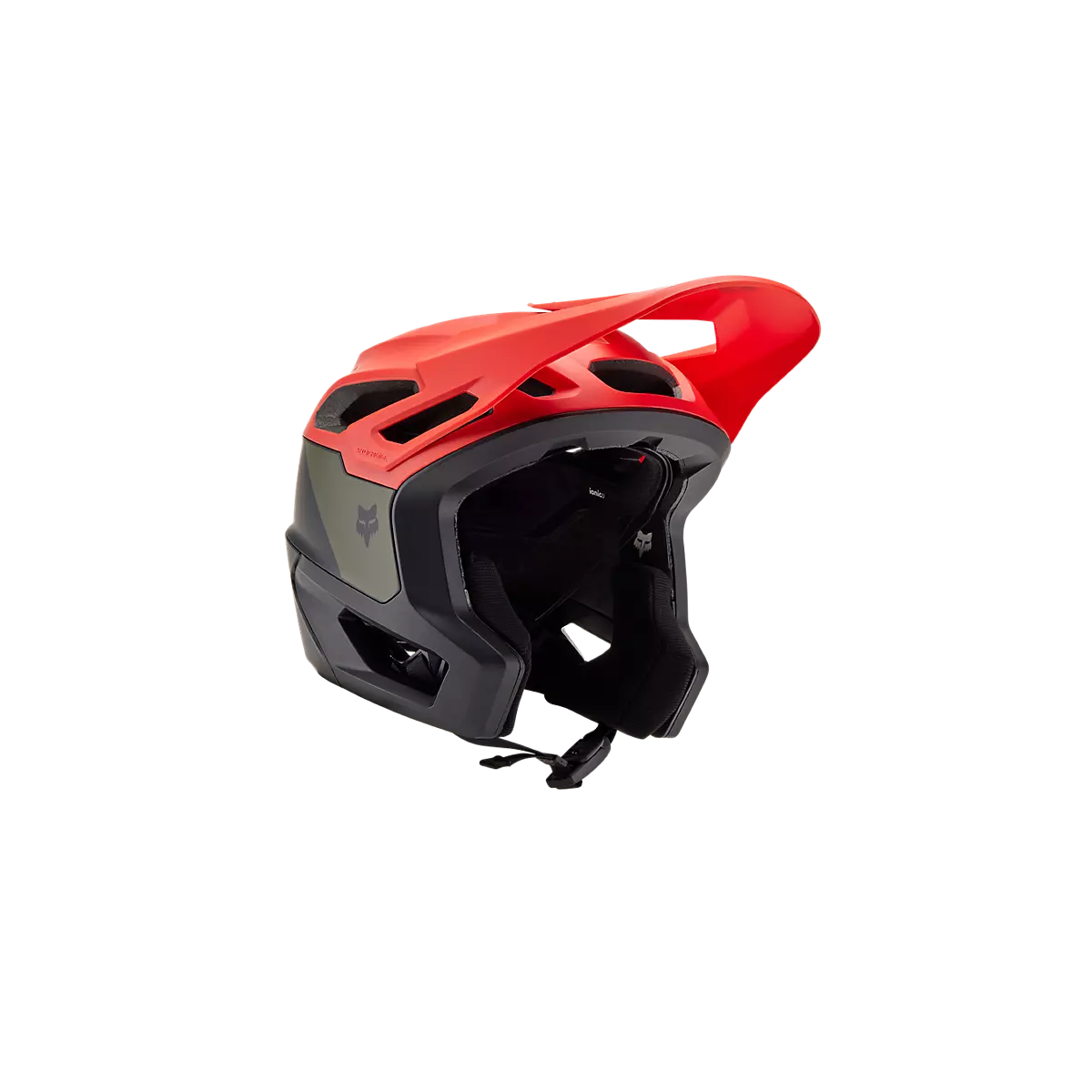 Casco de enduro Fox Dropframe Pro NYF verde, negro y rojo 31460-104
