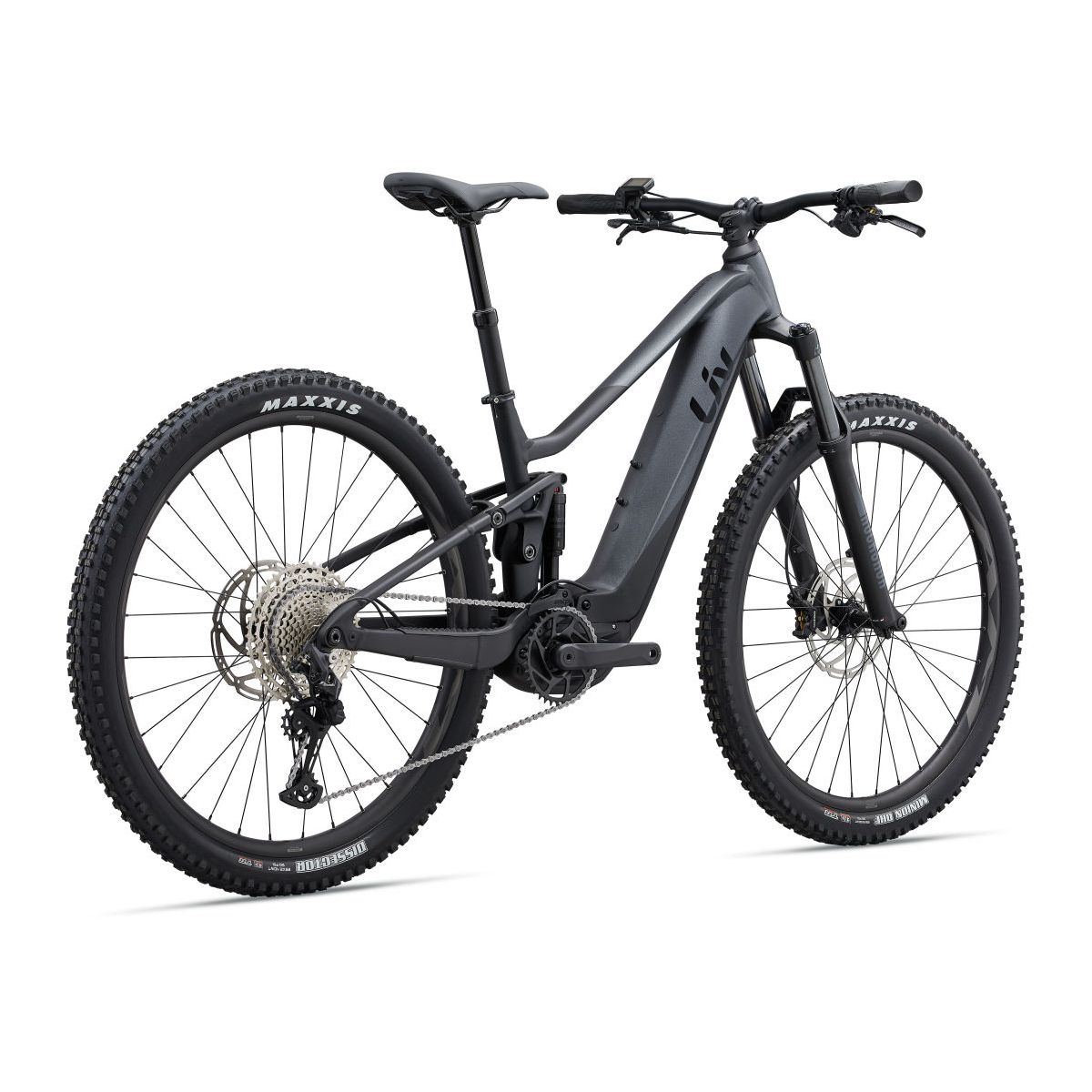 trasera de Bicicleta eléctrica mtb doble suspensión Liv Embolden E+ 1 Pro batería 800Wh 2024 DE mujer