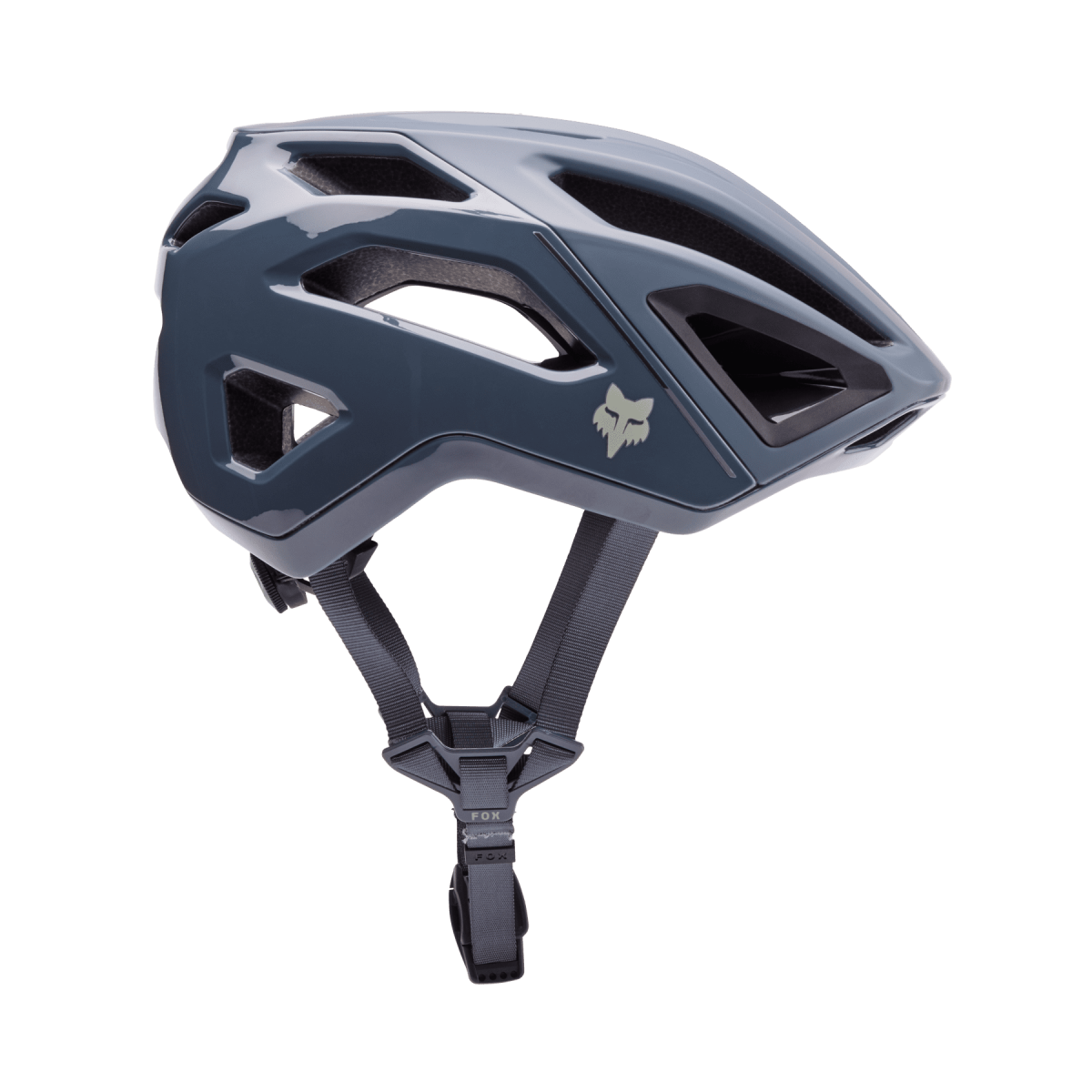 lateral del Casco Fox Crossframe Pro MTB Gravel / Carretera en color gris brillante