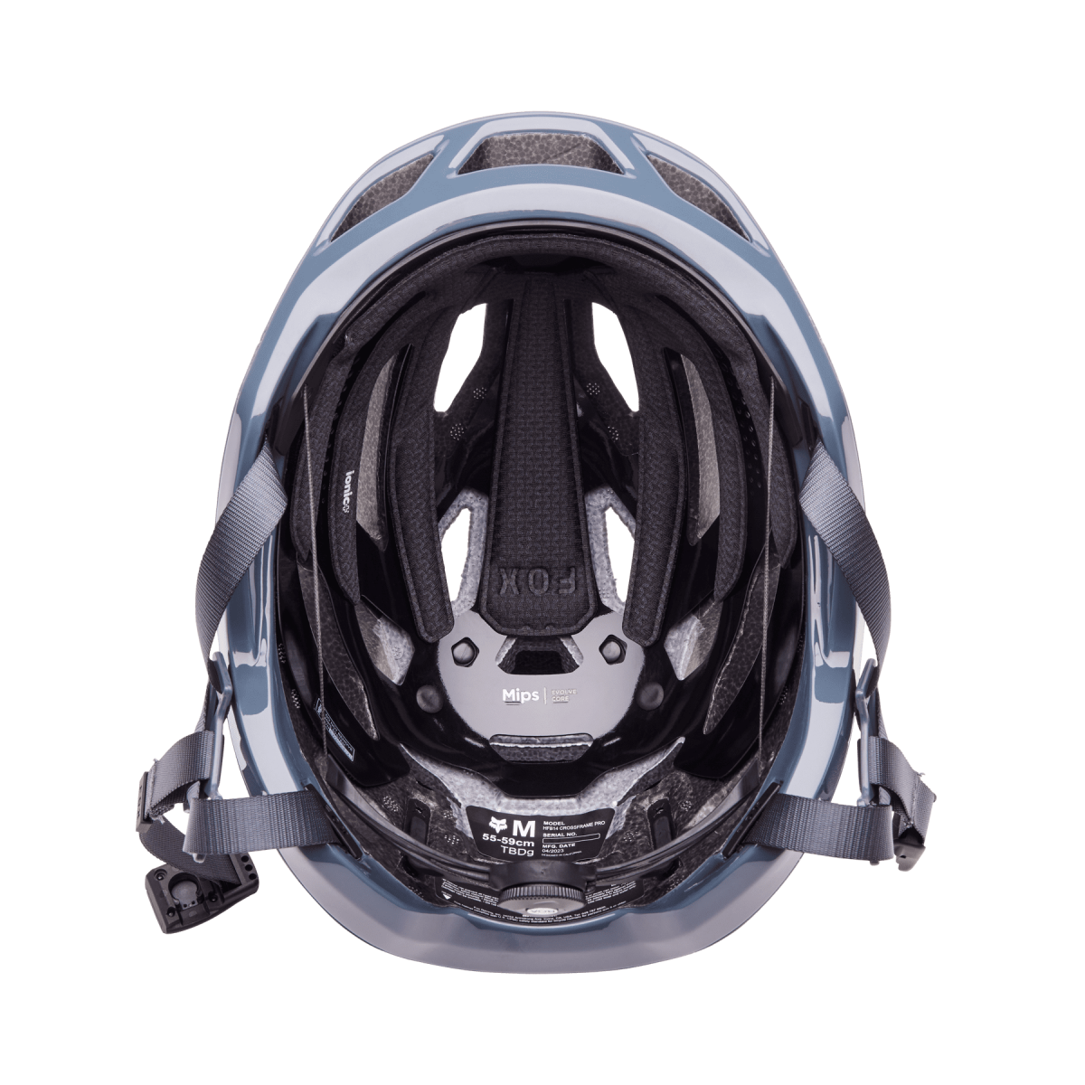 lateral del Casco Fox Crossframe Pro MTB Gravel / Carretera en color gris brillante