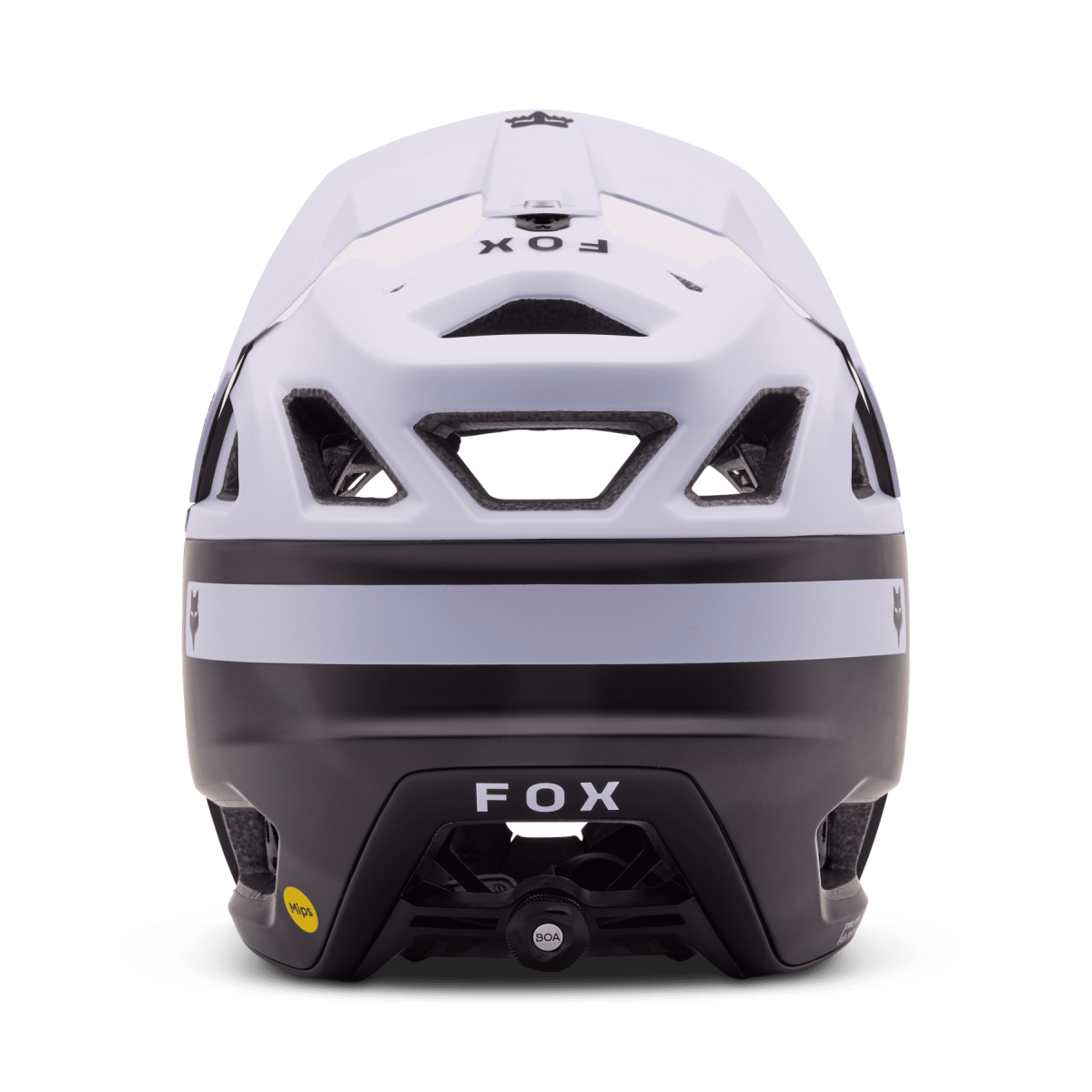 trasera del Casco integral de enduro Fox Proframe RS TAUNT 32206 negro y blanco