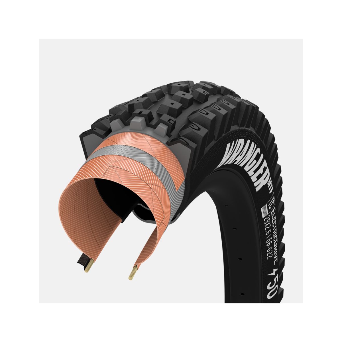 carcasa reforzada de la Cubierta Goodyear Wrangler MTF ElctricDrive 29"x2.40 Grip3S TLC delantera