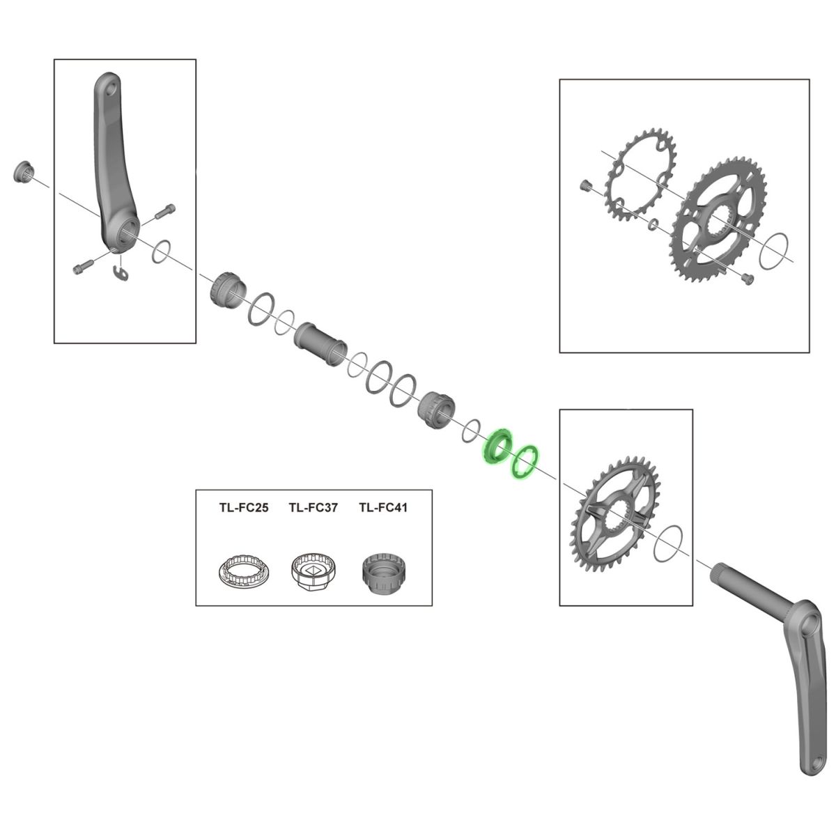 Anillo de bloqueo de plato y arandela Shimano FC-M8100 Y0J698060