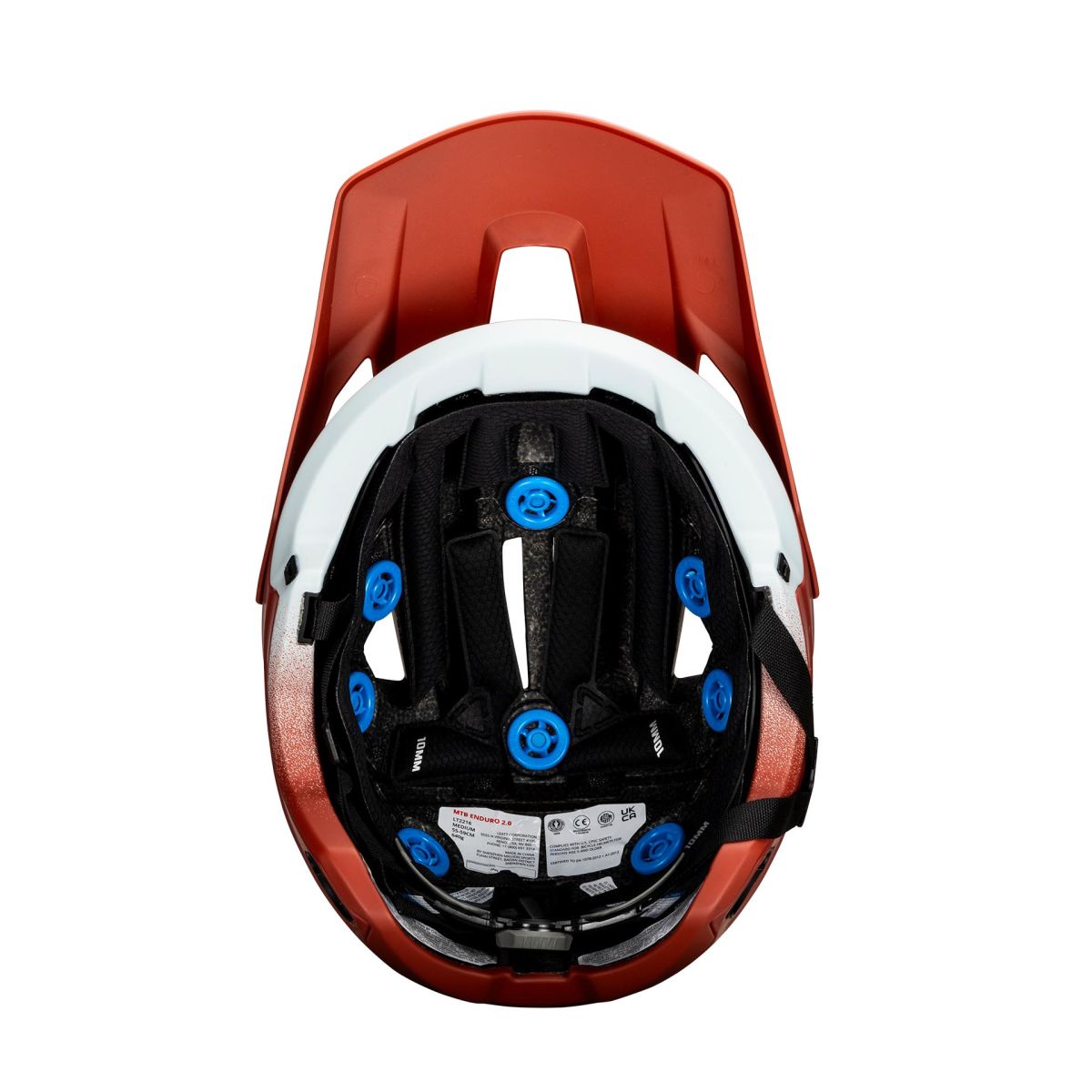 interior del Casco integral desmontable Leatt MTB Enduro 2.0 V25 ROJOLAVA y gris