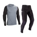 Kit Leatt MTB 1.0 Ride Camiseta manga larga + pantalón largo Enduro color gris y negro para mtb enduro
