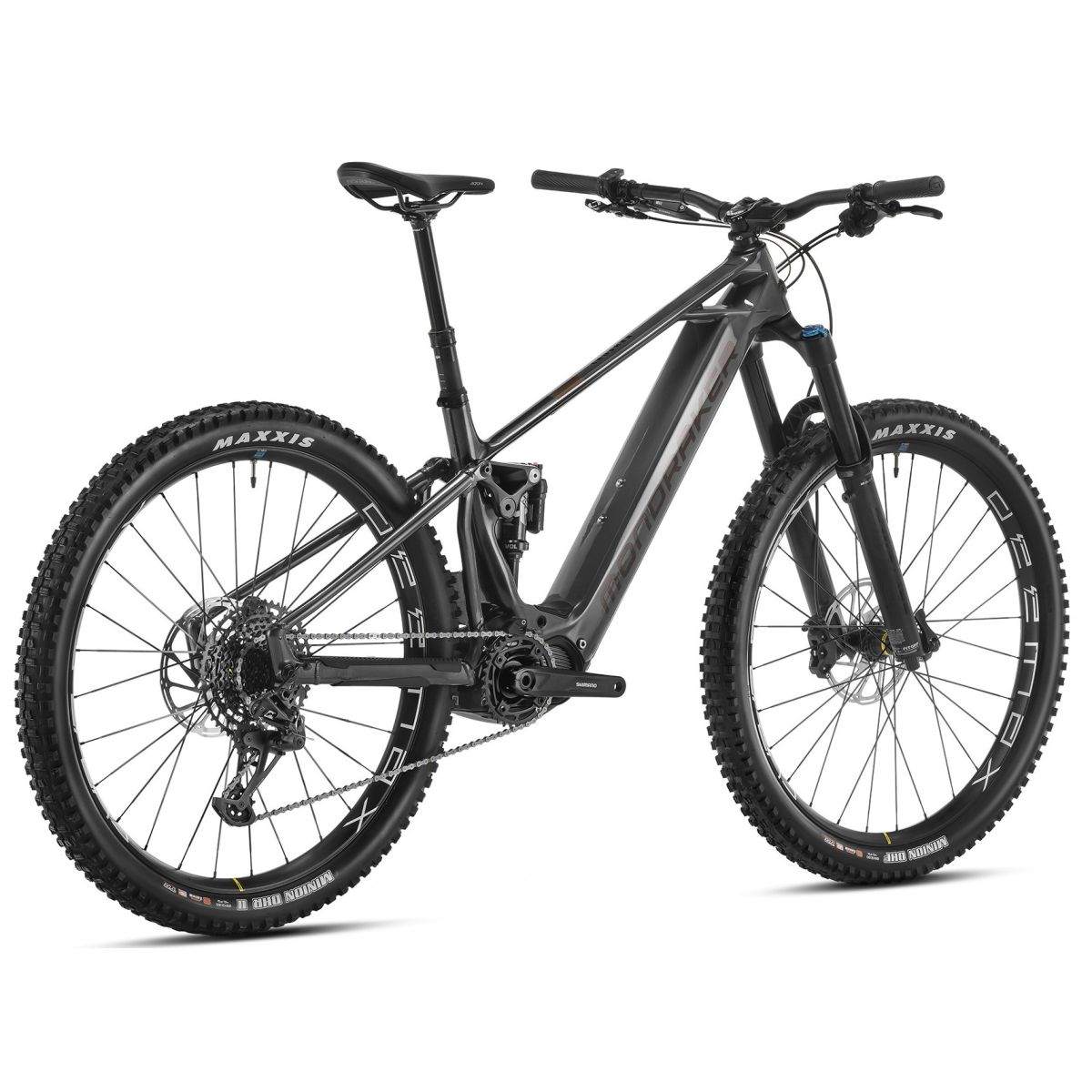 Ebike de enduro Mondraker Crusher Carbono Shimano Steps EP801 720Wh 170mm color gris marron