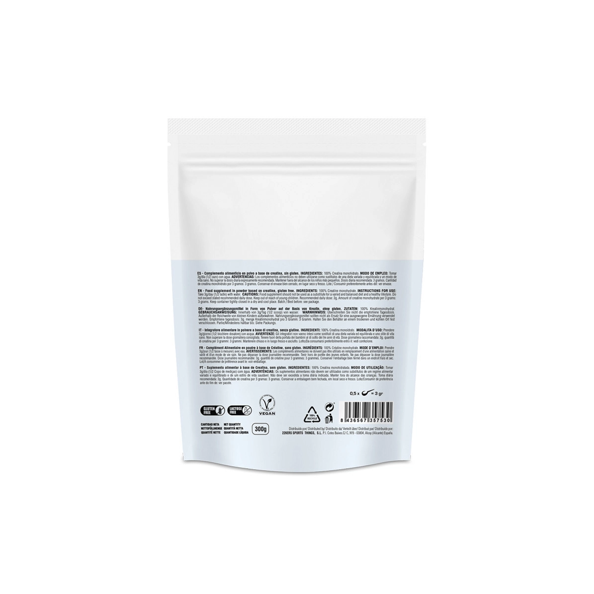 226er Creatina 100% Monohidrato - En polvo - 300g