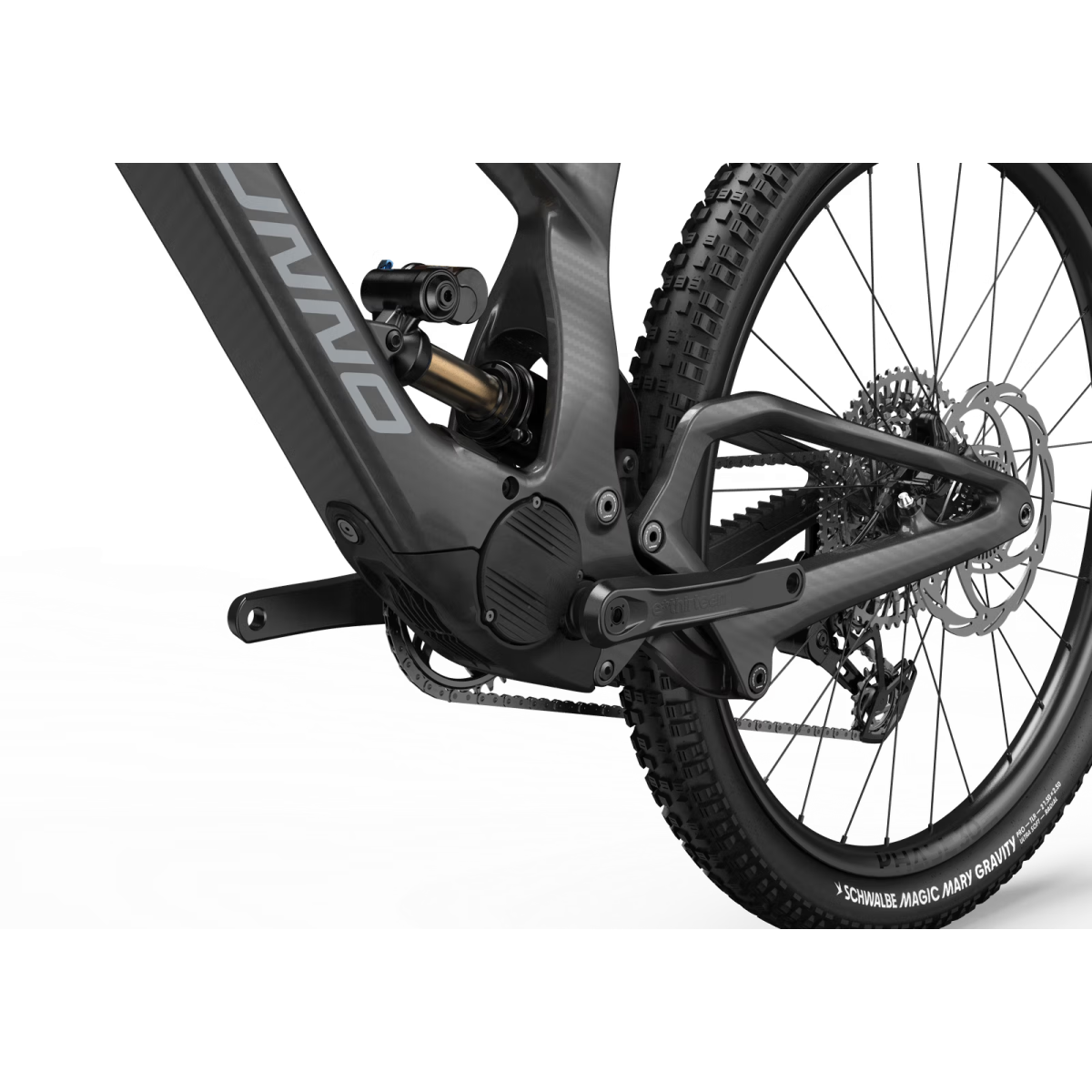 motor dji avinox vista lateral Ebike de enduro Unno Mith Pro 2025 Dji Avinox 800Wh. barcelona