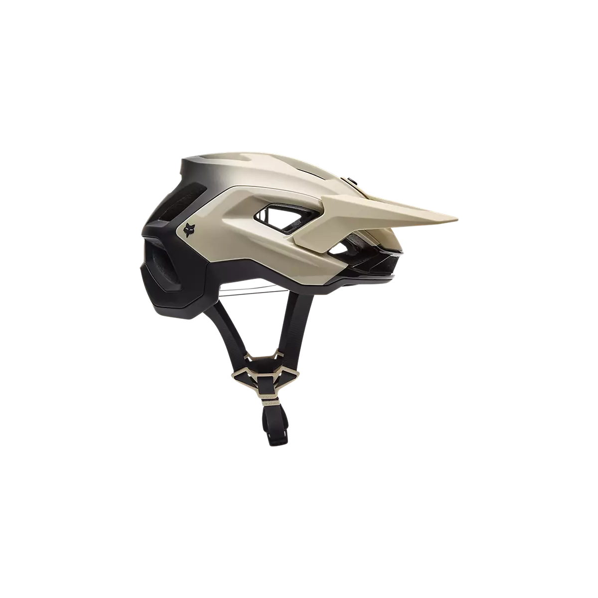 vista lateral Casco de enduro Fox Speedframe Pro BackFade Mips 33509-242 color crema y negro