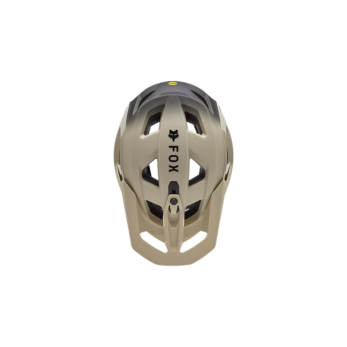 vista superior Casco de enduro Fox Speedframe Pro BackFade Mips 33509-242 color crema y negro