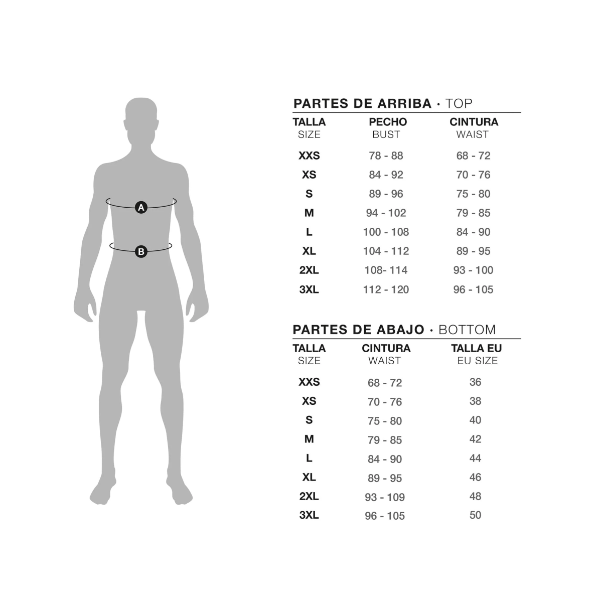 guia de tallas Chaleco Gsport Pro Team Kohl negro C26-TEA-032-01-M