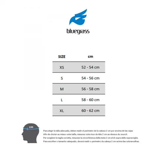 Guia de tallas casco bluegrass