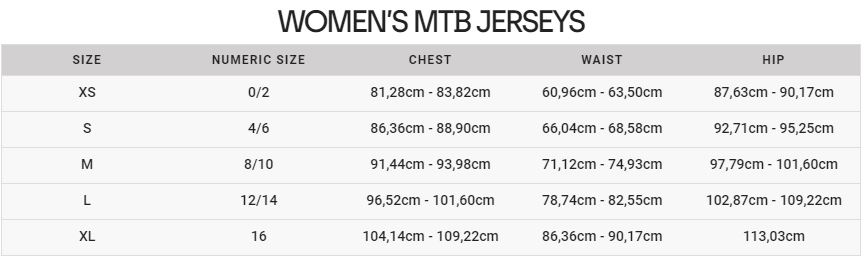 Guía de tallas de camisetas fox para mujer