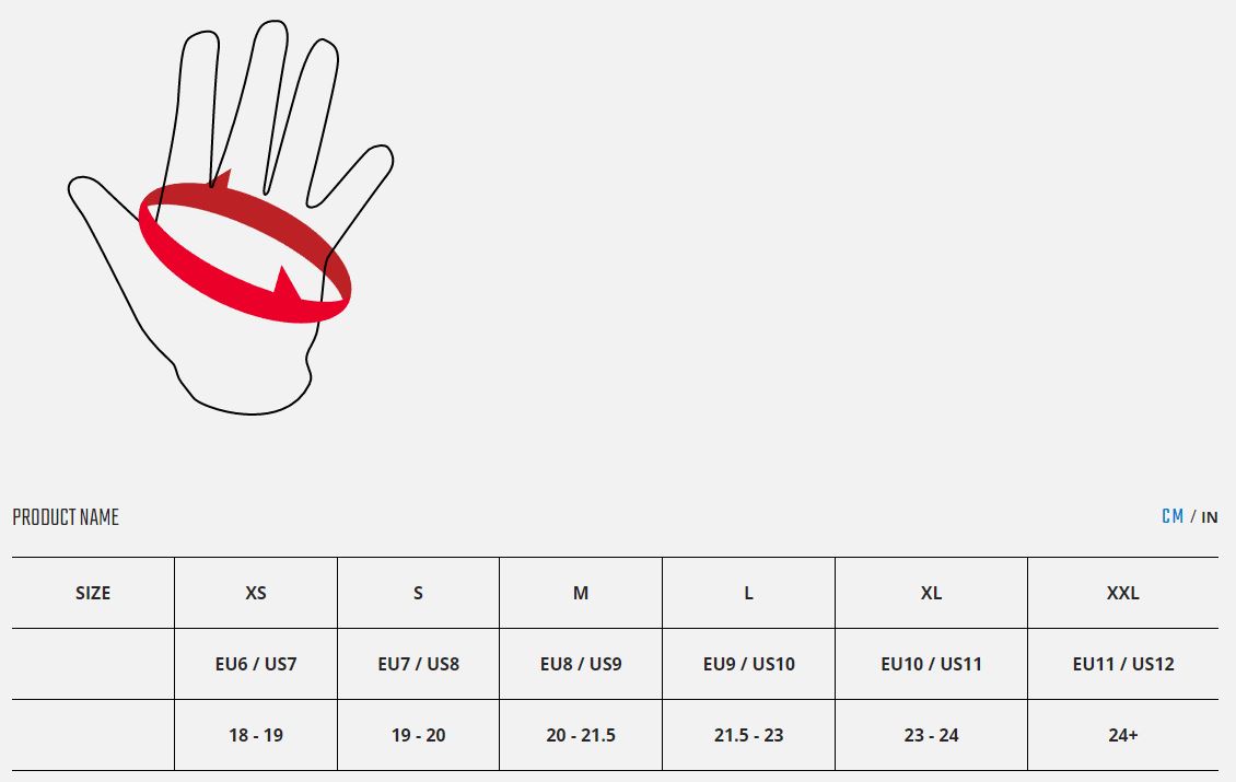 Tabla de tallas guantes leatt | the bike village | mtb